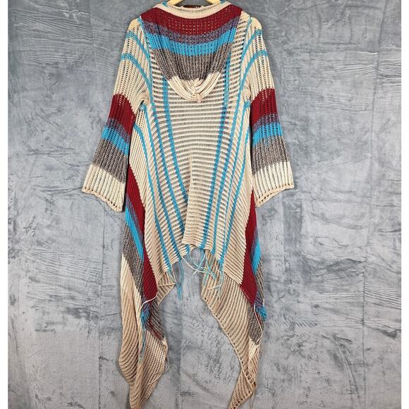 Womens Cardigan Medium Boho Crochet Fringe Hippie Festival‎ Asymmetrical Duster - Picture 7 of 7